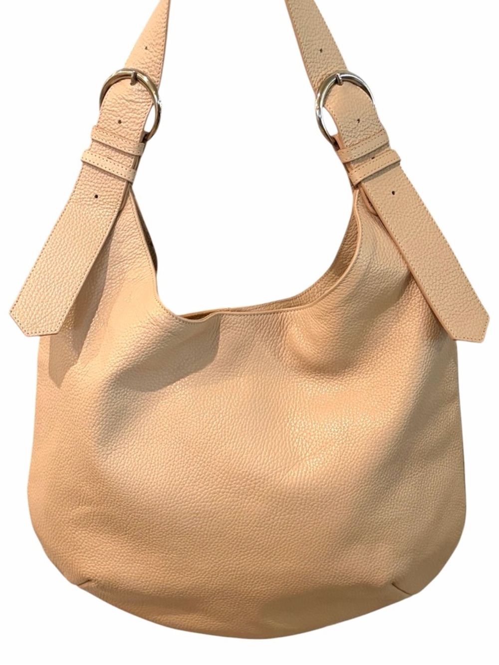 NWOT Claudia Firenze Italian Pebbled Leather Large Ring Hobo Bag - Blush Nude